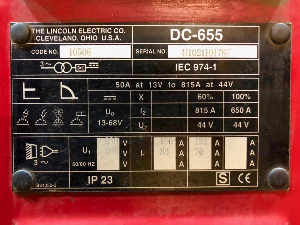 815amp Lincoln Electric Idealarc DC 655 Air Arc Gouging Welding Machine for hire - Image 2