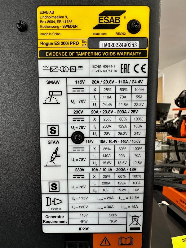 200amp ESAB Rogue ES 200i Pro 110-240V portable digital MMA stick welder - Image 2